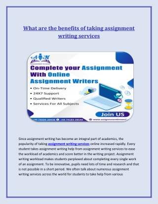 What are the benefits of taking assignment writing services online.edited