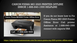 Canon Pixma MG 2525 Printer Offline Error 1-888-840-1555 Helpline