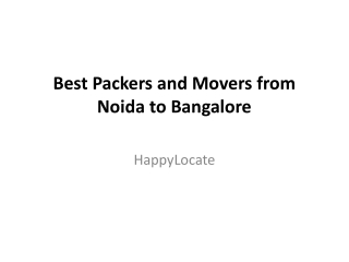 Best Packers and Movers from Noida to Bangalore
