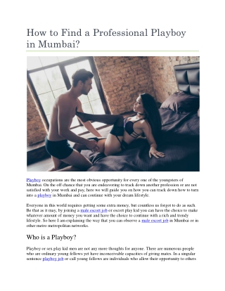 How To Find A Professional Playboy In Mumbai