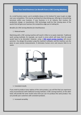 How Your Small Business Can Benefit from a CNC Carving Machine