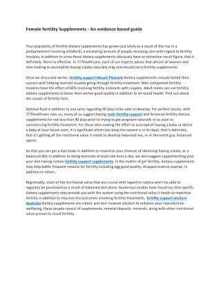 Female fertility Supplements - An evidence based guide