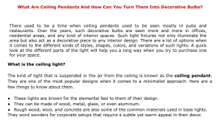 What Are Ceiling Pendants And How Can You Turn Them Into Decorative Bulbs