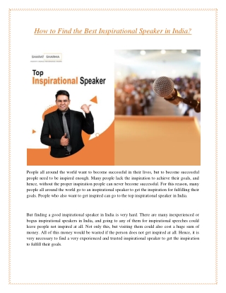 How to Find the Best Inspirational Speaker in India?