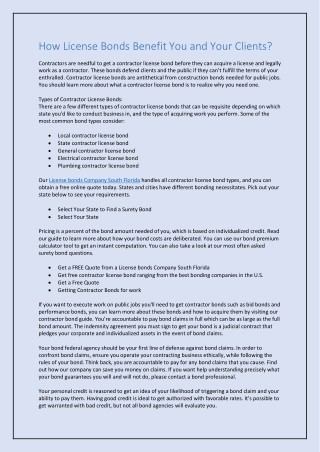 How License Bonds Benefit You and Your Clients