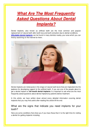 What Are The Most Frequently Asked Questions About Dental Implants (1)