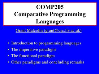 COMP205 Comparative Programming Languages