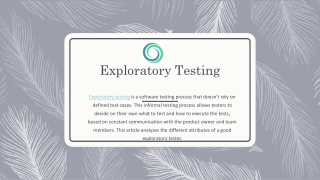 Exploratory Testing