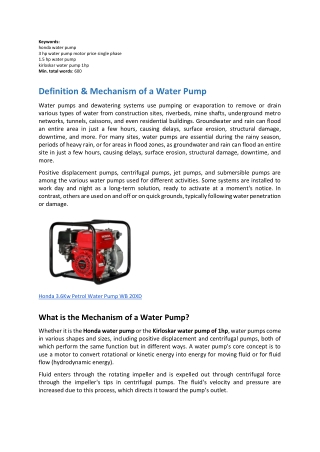 Definition & Mechanism of a Water Pump-converted