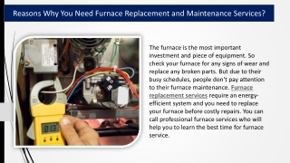 Reasons Why You Need Furnace Replacement and Maintenance Services?