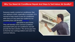 Why You Need Air Conditioner Repair And Steps to Test Indoor Air Quality?