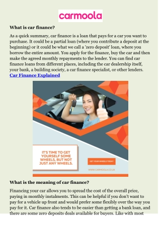 Car Finance Explained