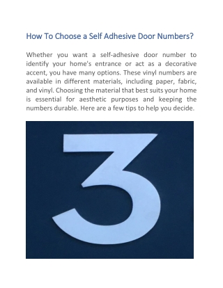 How To Choose a Self Adhesive Door Numbers