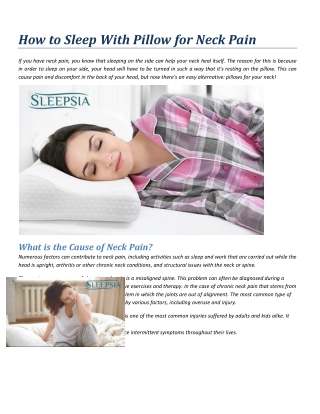 How to Sleep With Pillow for Neck Pain