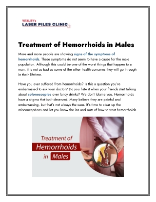 Treatment of Hemorrhoids in Males