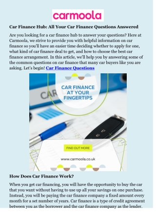 Car Finance Questions