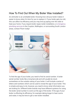 How To Find Out When My Boiler Was Installed?
