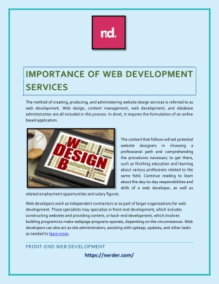 IMPORTANCE OF WEB DEVELOPMENT SERVICES