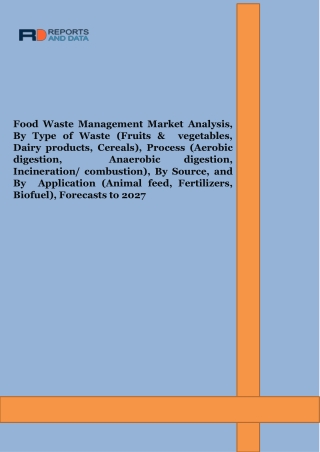 Food Waste Management Market Size, Share, Growth Analysis and Forecast to 2027