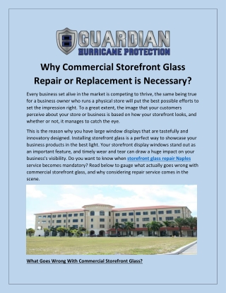 Why Commercial Storefront Glass Repair or Replacement is Necessary