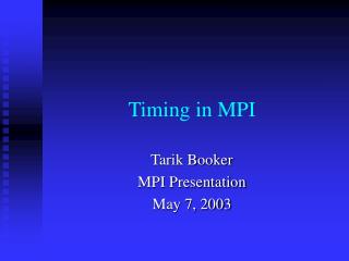 Timing in MPI