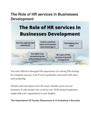 The Role of HR services in Businesses Development
