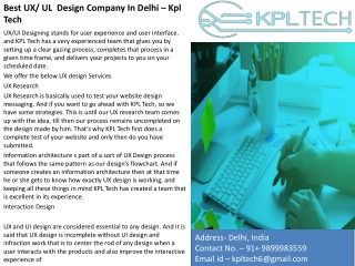 Best UX/UI Designing Company in Delhi- India-KPL Tech.