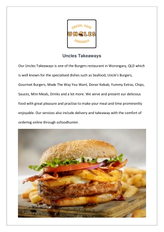 $5 Off – Uncles Takeaways Burger Menu Worongary, QLD