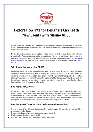 Explore How Interior Designers Can Reach New Clients with Merino ADCC