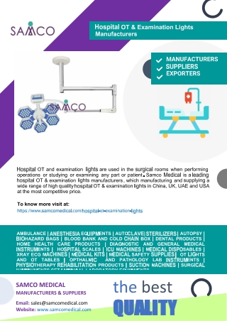 Hospital OT & Examination Lights Manufacturers