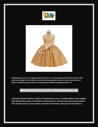 Wholesale Birthday Outfits | Riocokidswear.com
