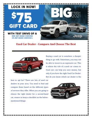 Used Car Dealer - Compare And Choose The Best