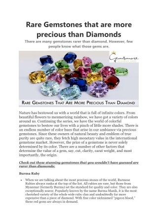 Rare Gemstones that are more precious than Diamonds