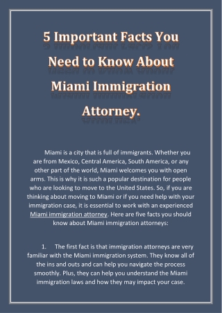 5 Important Facts You Need to Know About Miami Immigration Attorney.