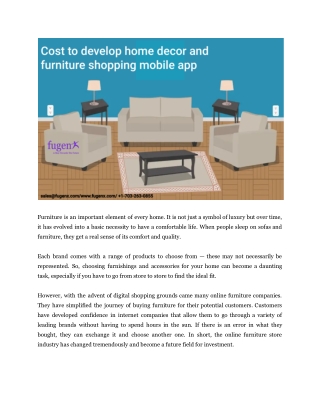 Cost to Develop Home Décor and Furniture Shopping Mobile App