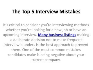 The Top 5 Interview Mistakes
