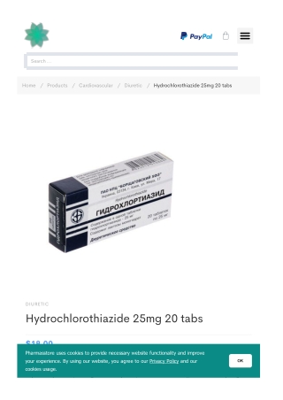 Hydrochlorothiazide 25mg 20 tabs