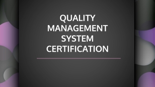 Quality Management System Certification