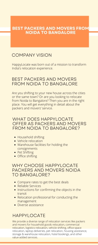 Best Packers and Movers from Noida to Bangalore