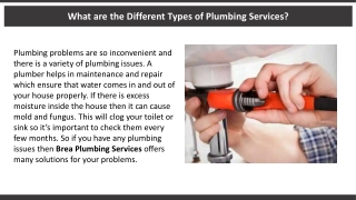 What are the Different Types of Plumbing Services?