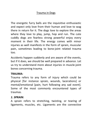 Trauma in Dogs