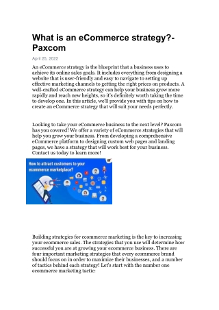 What is an eCommerce strategy-Paxcom