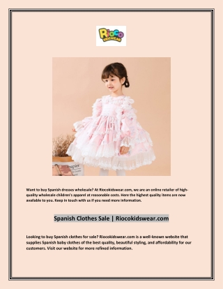 Spanish Dresses Wholesale | Riocokidswear.com