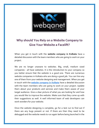 Why should You Rely on a Website Company to Give Your Website a Facelift