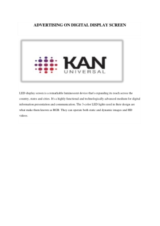 Kan Universal | LED Video Wall Manufacturers | LED Display Screens