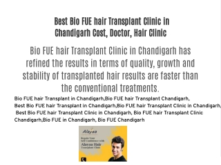 Best Bio FUE hair Transplant Clinic in Chandigarh Cost, Doctor, Hair Clinic