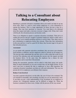 Talking to a Consultant about Relocating Employees