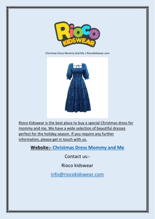 Christmas Dress Mommy And Me | Riocokidswear.com