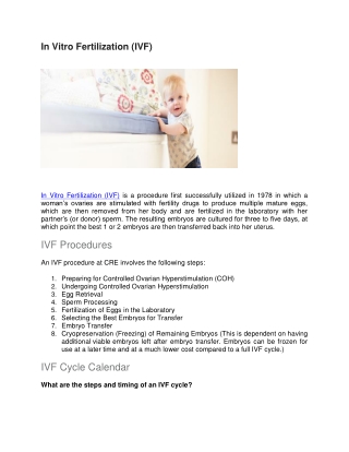 In Vitro Fertilization (IVF)