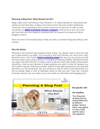 Planning A Blog Post: What Should You Do?